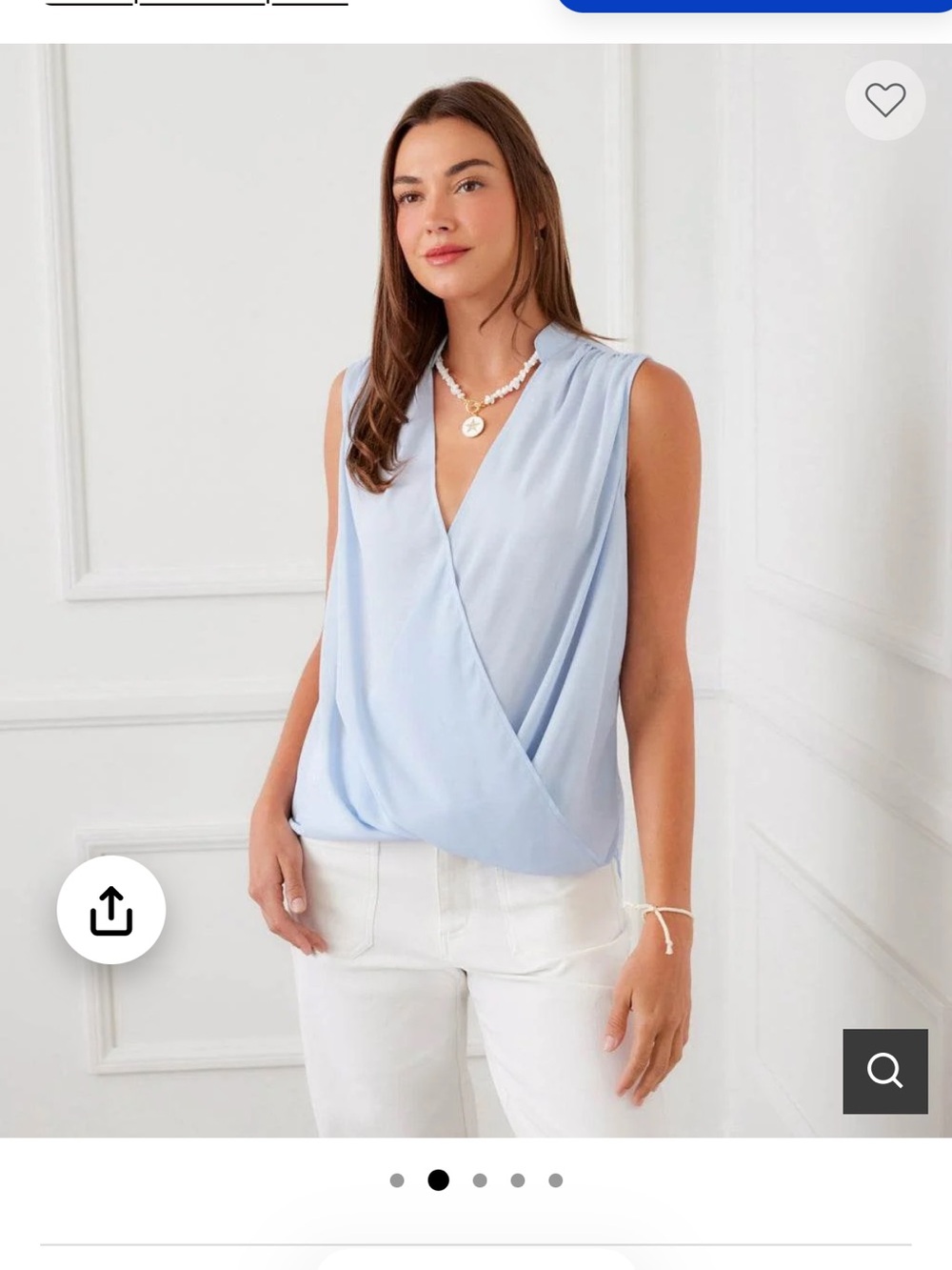 Karen Kane Light Blue Sleeveless Surplice Blouse